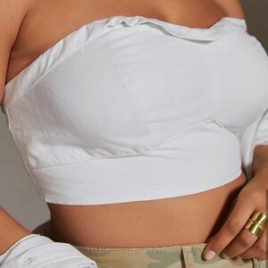 Anthropologie  Maeve Linen Blend Strapless Crop Top